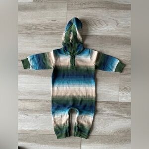 OshKosh B'gosh Striped Hooded Footie in Blue and Green